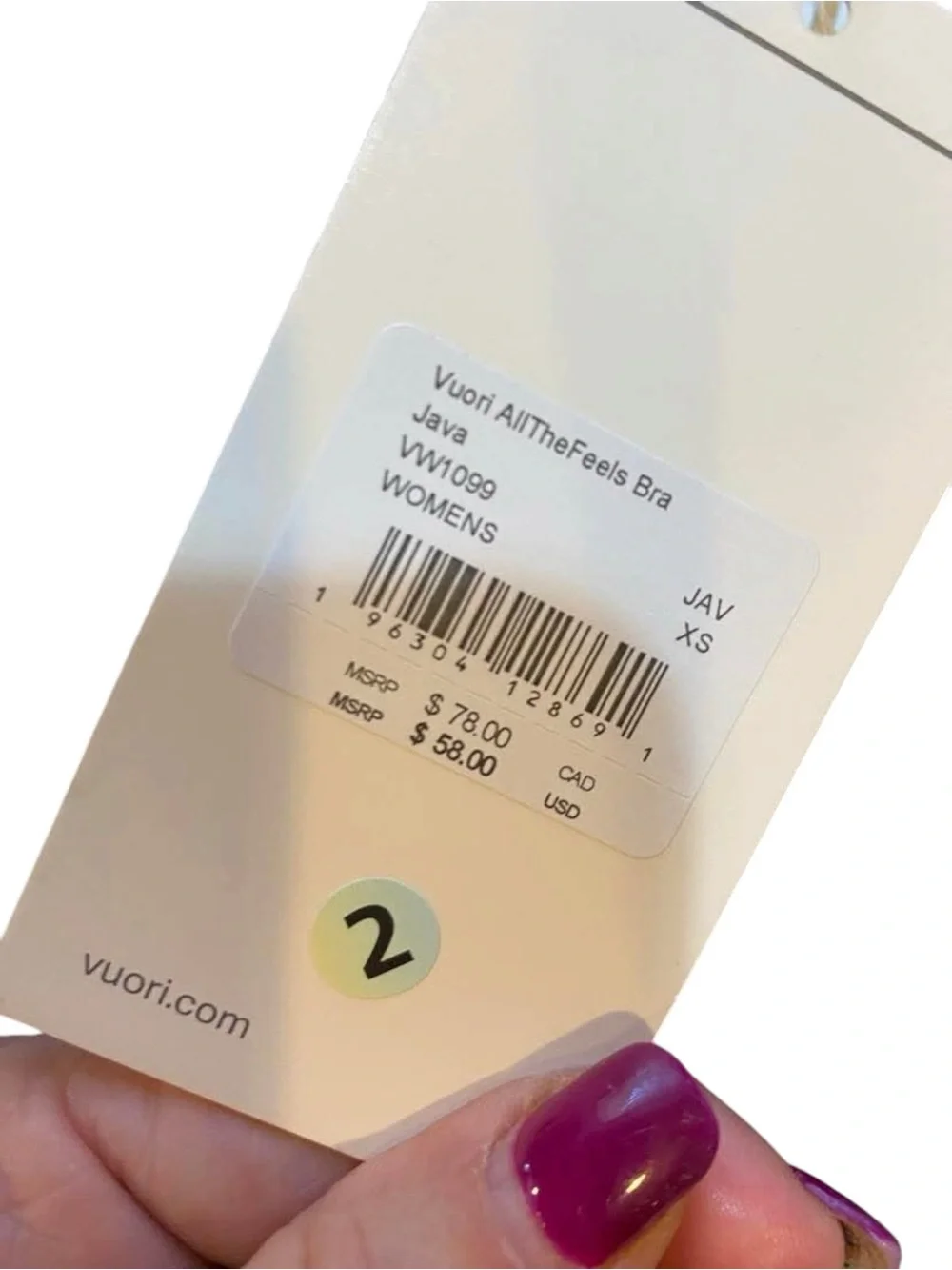NWT Vuori All The Feels Bra JAVA Size: XS